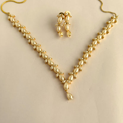 Moti Gold Plated Necklace Set 10003 - Jewelit