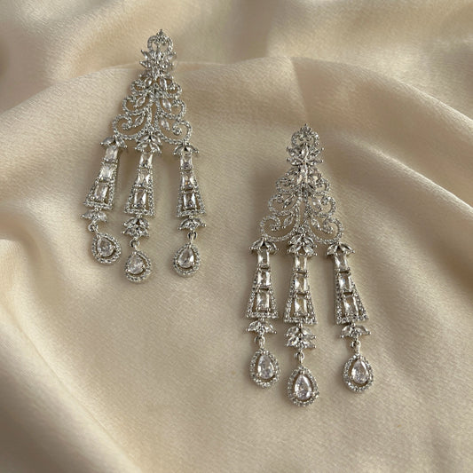 Silver Plated Cubic Zirconia Earrings-10004