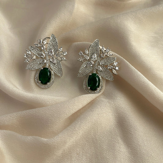 Silver Plated Cubic Zirconia Earrings-10018