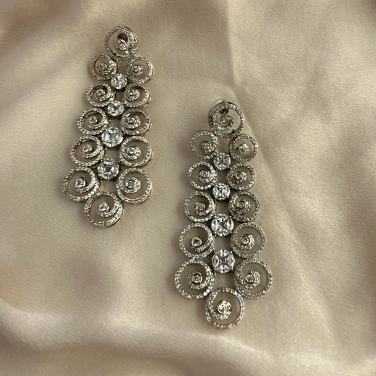 Silver Plated Cubic Zirconia Earrings-10008