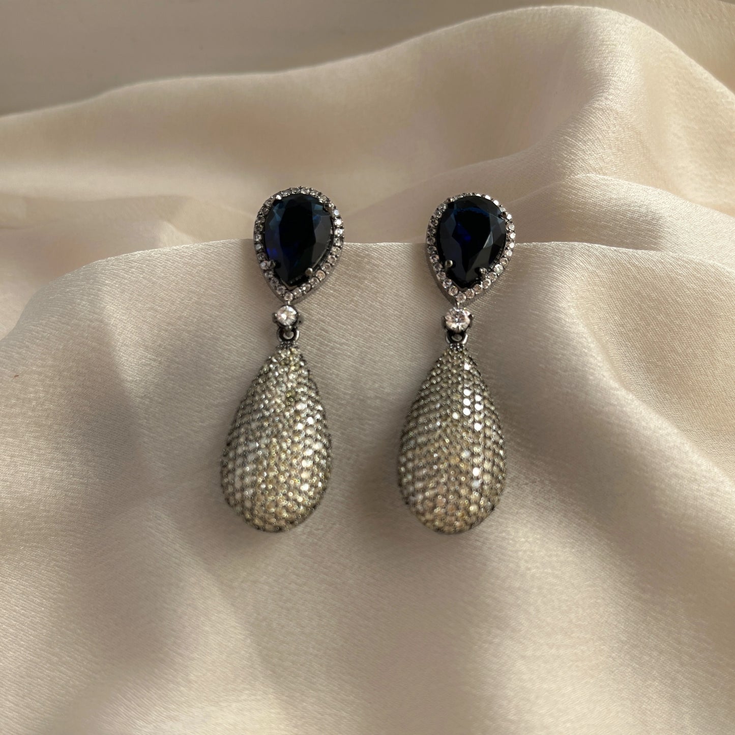 Silver Plated Cubic Zirconia Earrings-10011