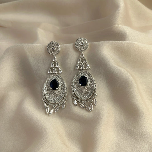 Silver Plated Cubic Zirconia Earrings-10012