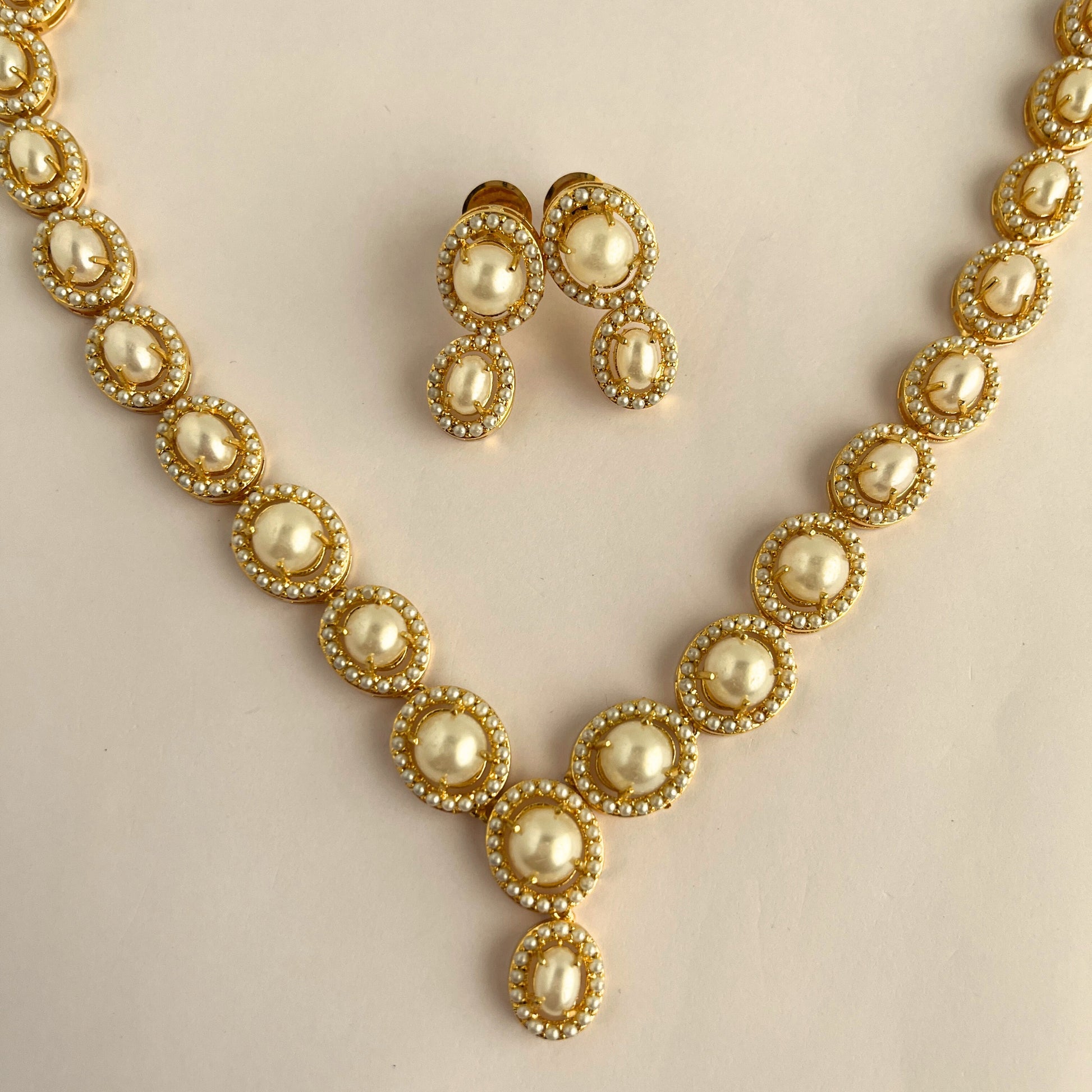 Moti Gold Plated Necklace Set 10002 - Jewelit