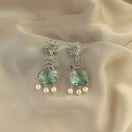 Silver Plated Cubic Zirconia Earrings-10013