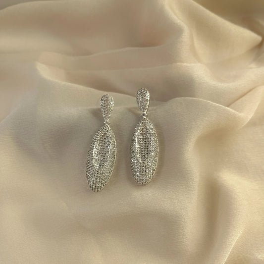 Silver Plated Cubic Zirconia Earrings-10010