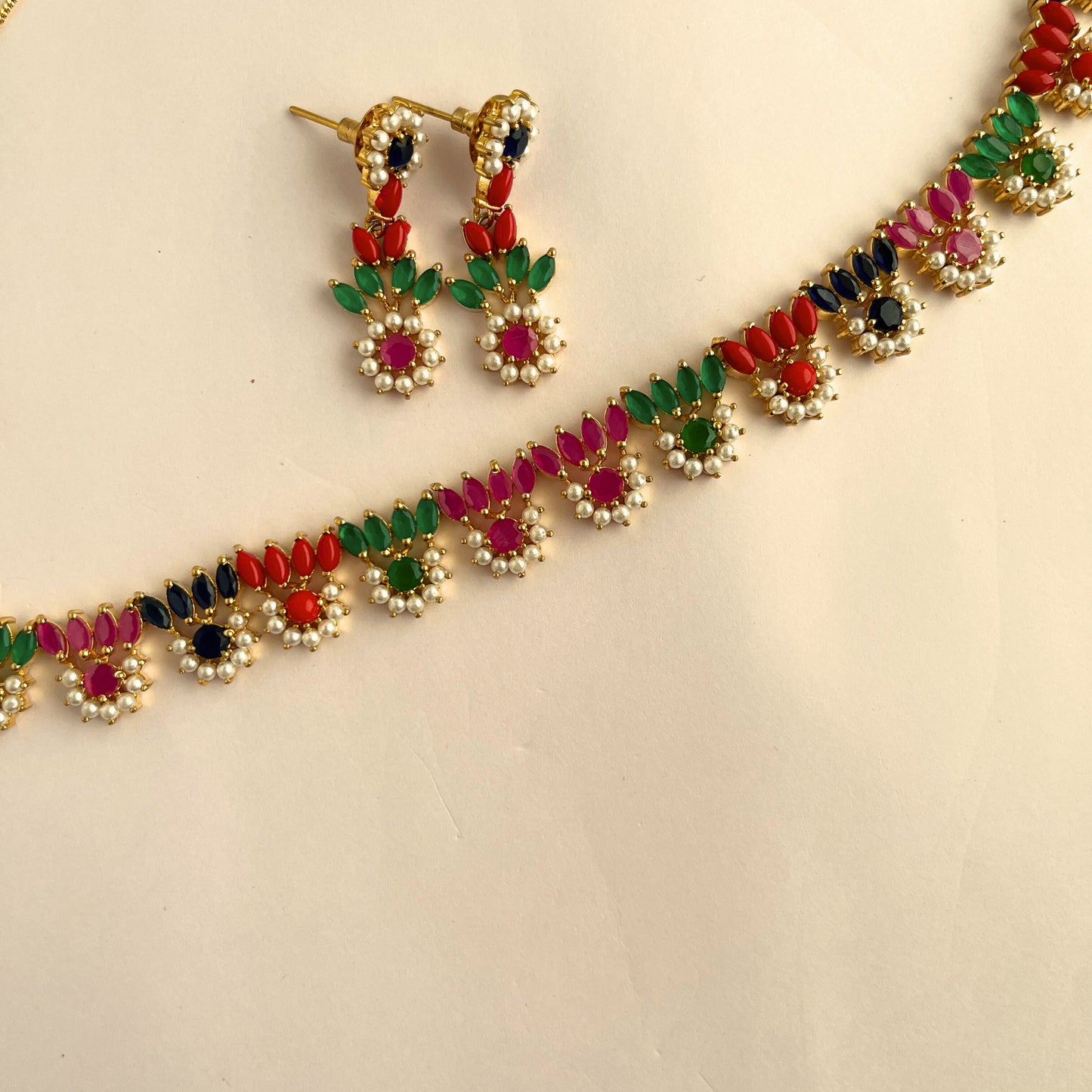 Moti Gold Plated Necklace Set 10010 - Jewelit