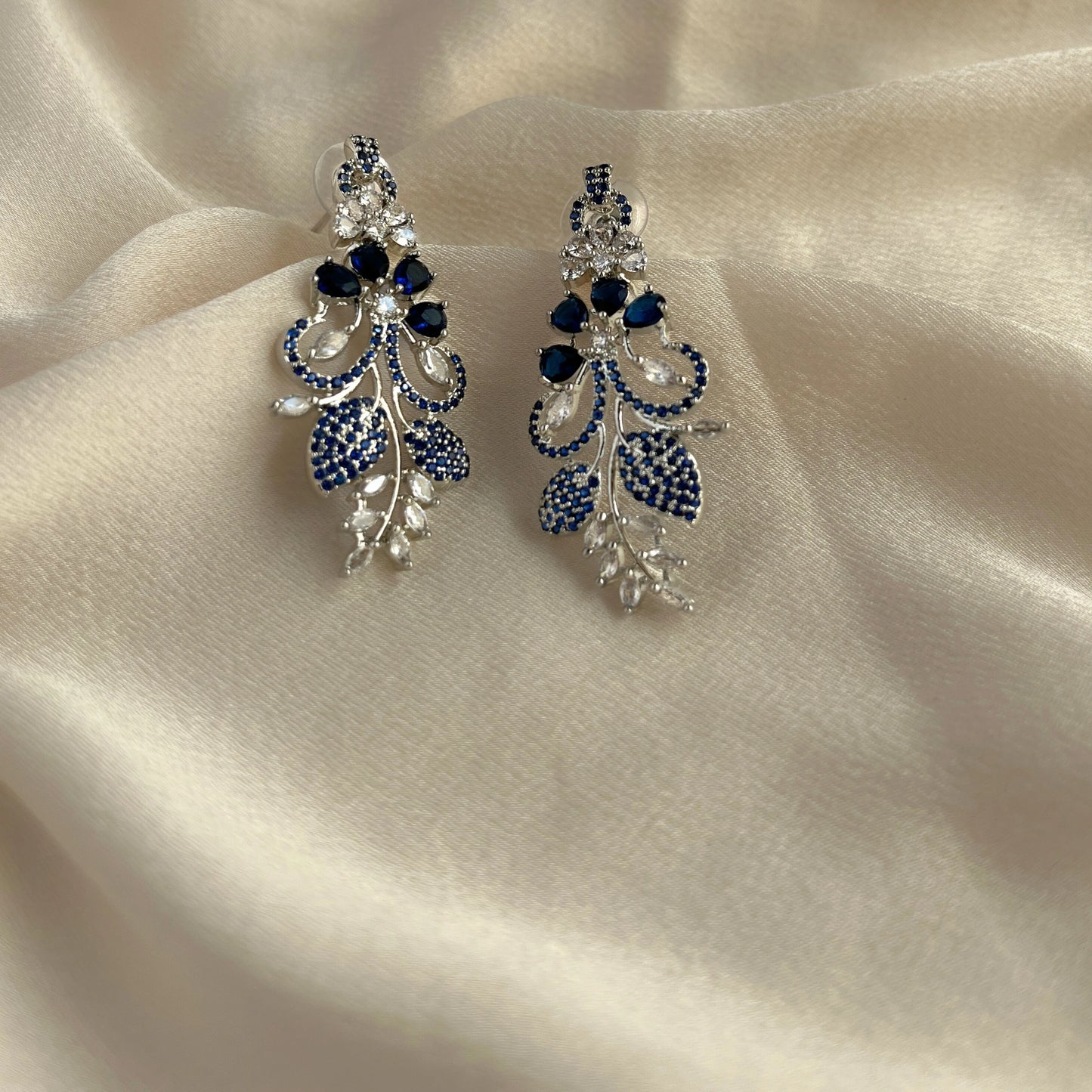 Silver Plated Cubic Zirconia Earrings-10020