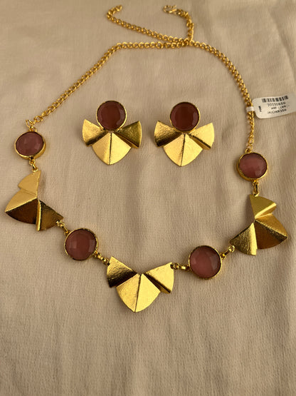 Gold Spirited 18K Plated Contemporary Necklace Set 10005