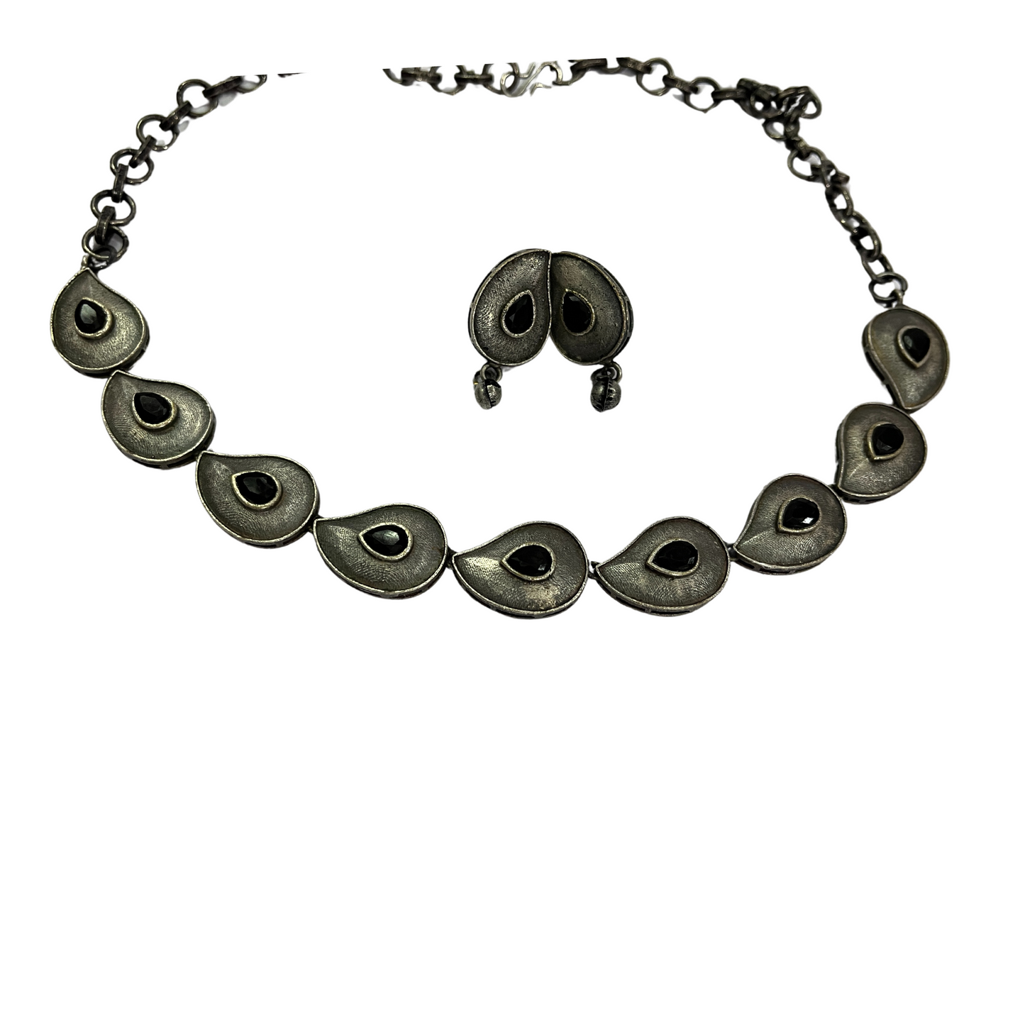 92.5 Silver-Plated Oxidized Necklace 10004 - Jewelit