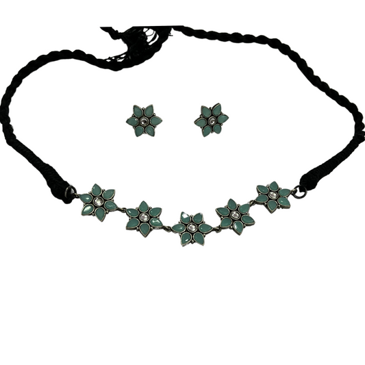 92.5 Silver-Plated Oxidized Necklace 10002 - Jewelit